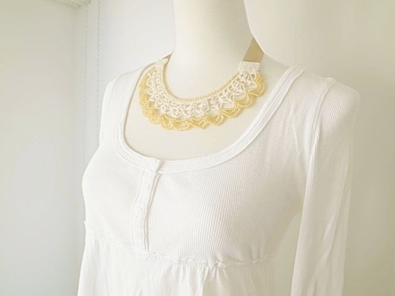 Crochet Lace Jewelry (Moon Light) Necklace - Necklaces - Cotton & Hemp Multicolor