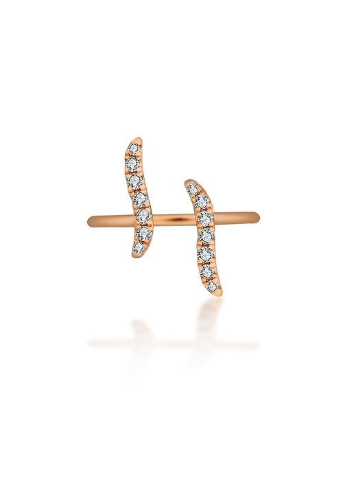 Genevieve Collection 18k 黃金海浪鑽石上半手指 / 尾戒指