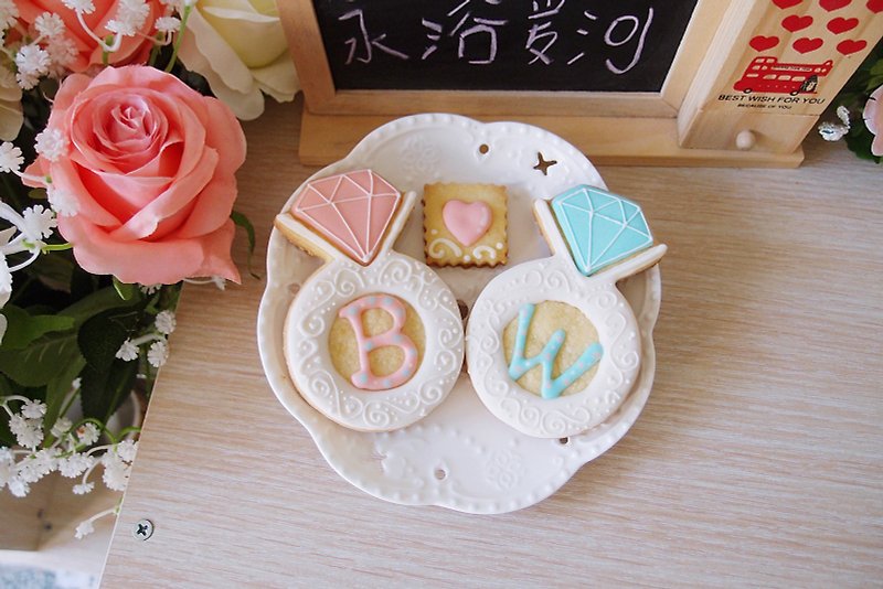 Pink diamond ring sugar cookies gift box - Handmade Cookies - Fresh Ingredients 
