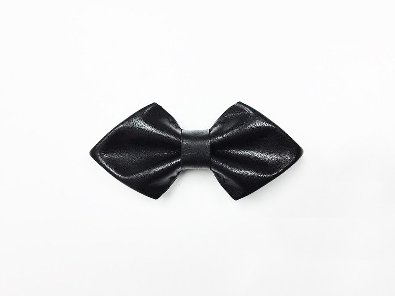 黑色皮革菱鑽形煲呔【領結】 - 領結/領巾 - 真皮 黑色
