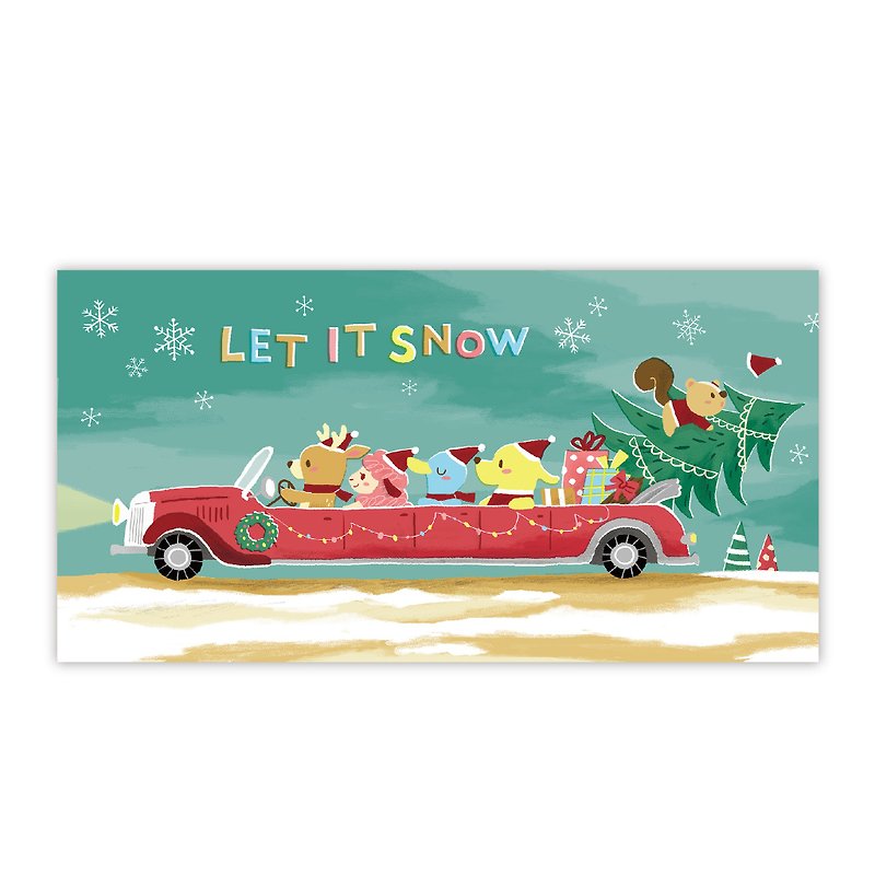 ポカクリスマスイラストレーターポストカード：モダンなそり - カード・はがき - 紙 