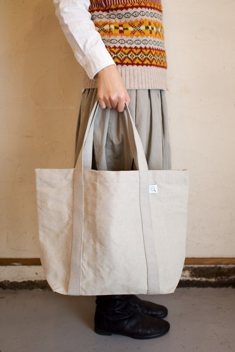 Pint! Linen canvas shoulder bag wind - Messenger Bags & Sling Bags - Other Materials White