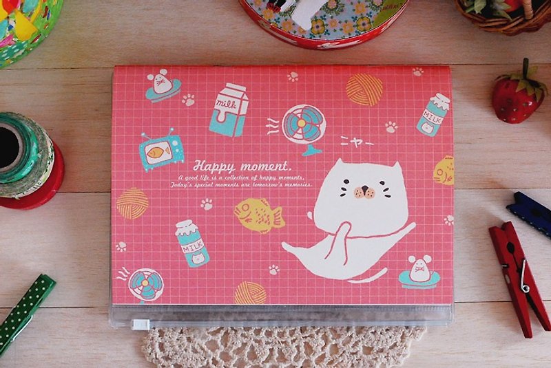 Mori Shu 票根收藏本-包子貓熱情好食光-紅色 (附收納書套) - 筆記本/手帳 - 紙 紅色