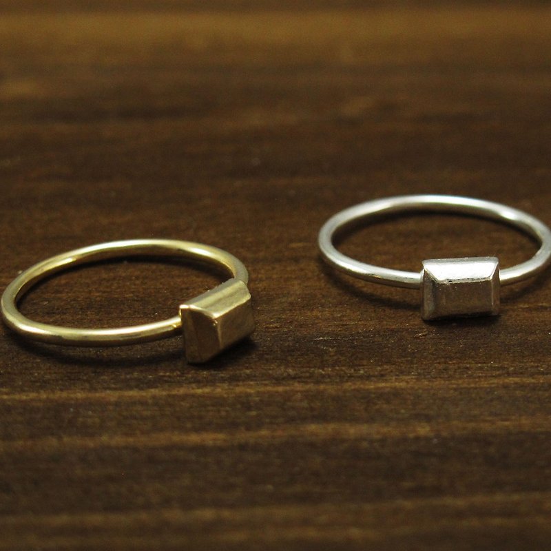 Ring Brick 925 sterling silver ring (2 colors optional)-64DESIGN - แหวนทั่วไป - เงินแท้ สีทอง