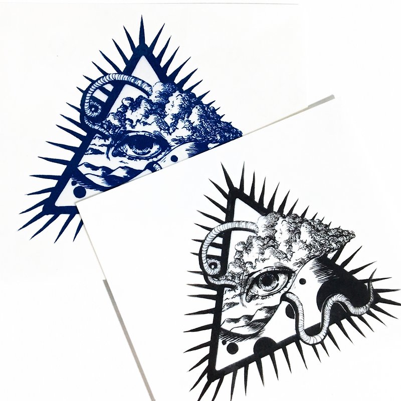Alchemy Spiritual Triangle Geometry Gothic Eye Ocean Temporary Tattoo Sticker HK - Temporary Tattoos - Paper Black