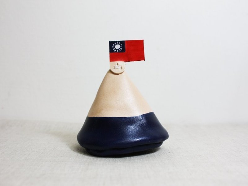 My Little Mound-Coin Purse-Taiwan Flag Style (Dark Blue) - กระเป๋าใส่เหรียญ - หนังแท้ สีน้ำเงิน