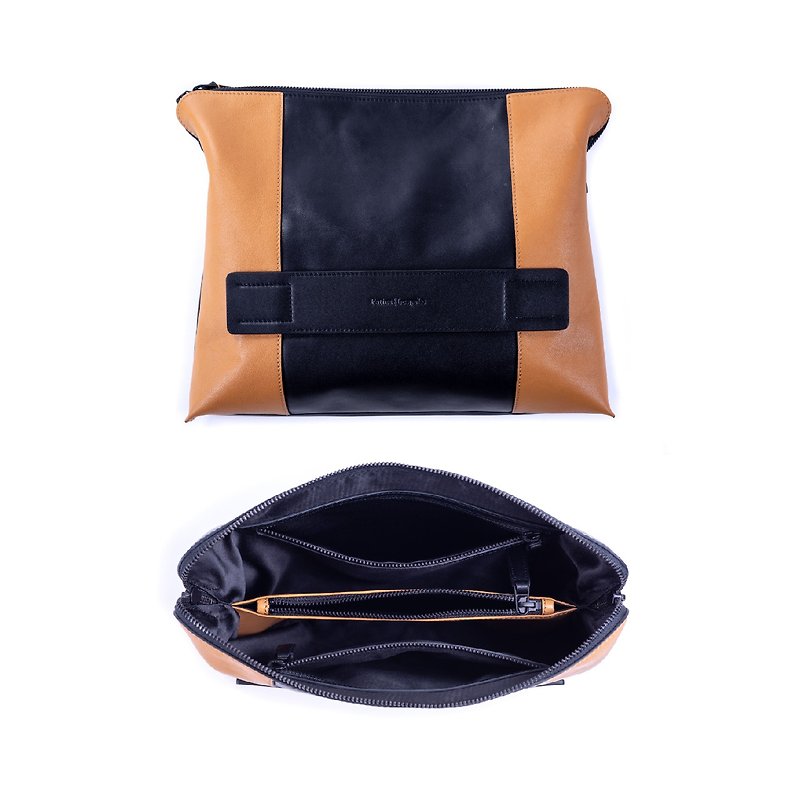 Macon leather clutch can be embossed with optional colors - Clutch Bags - Genuine Leather Multicolor