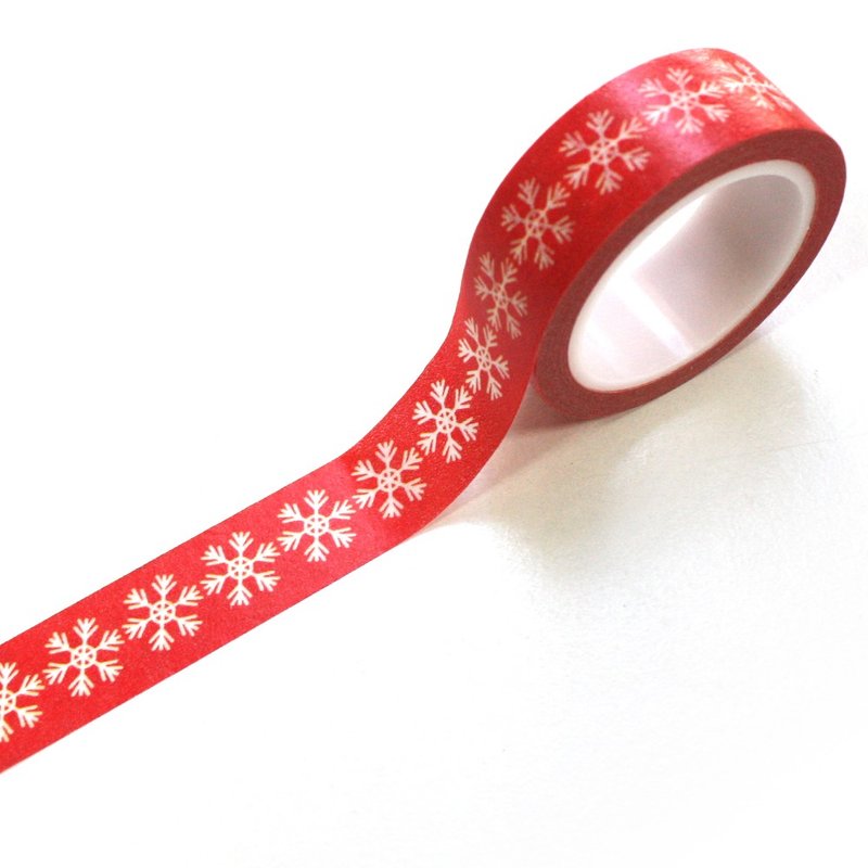 Christmas Limited X'MAS red snowflake paper tape B04 - Washi Tape - Paper Red