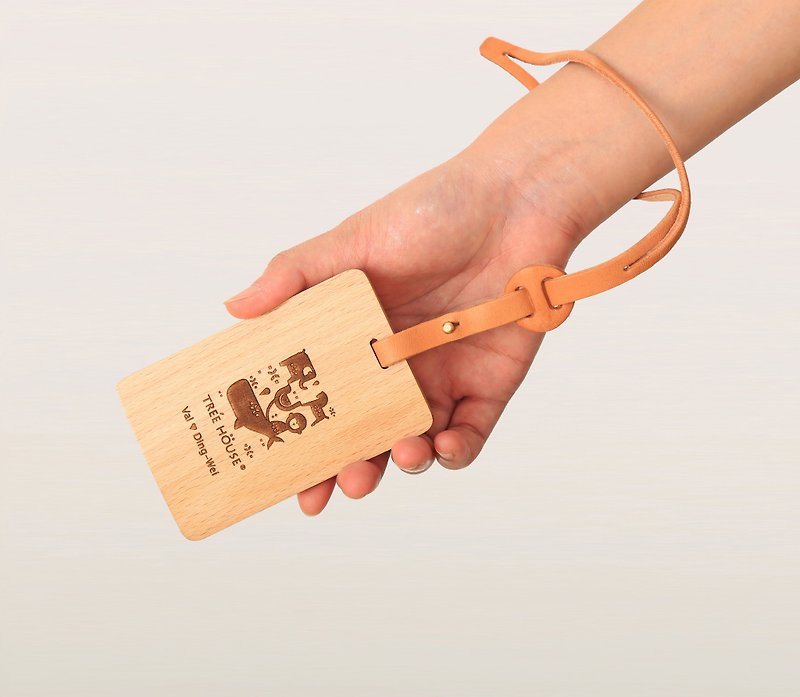 木製悠遊卡套(快樂動物園)-免費雕刻名字-附短皮帶