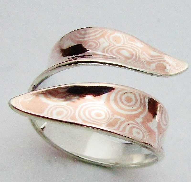 Element 47 Jewelry studio~ mokume gane ring 16 (silver/copper) - Couples' Rings - Other Metals Multicolor