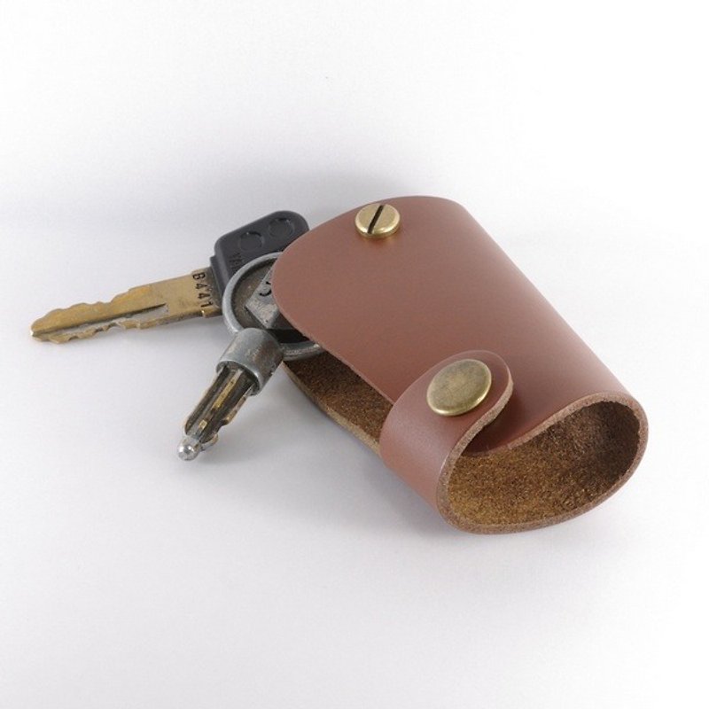 卡夫卡 短版鑰匙包 /褐 - 鑰匙圈/鎖匙扣 - 真皮 咖啡色