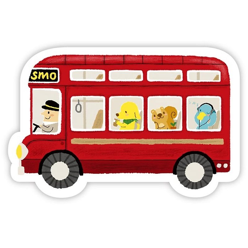 [Poca] Small town tourism postcard: the little red bus - Cards & Postcards - Paper Red