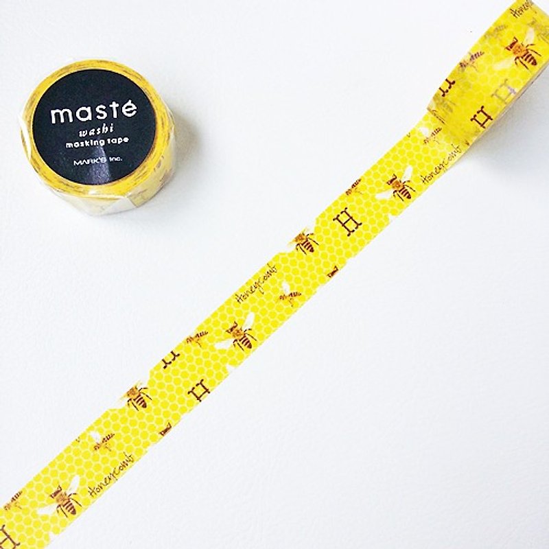 maste 和紙膠帶 Multi Nature【蜂巢(MST-MKT63-A)】 - 紙膠帶 - 紙 黃色