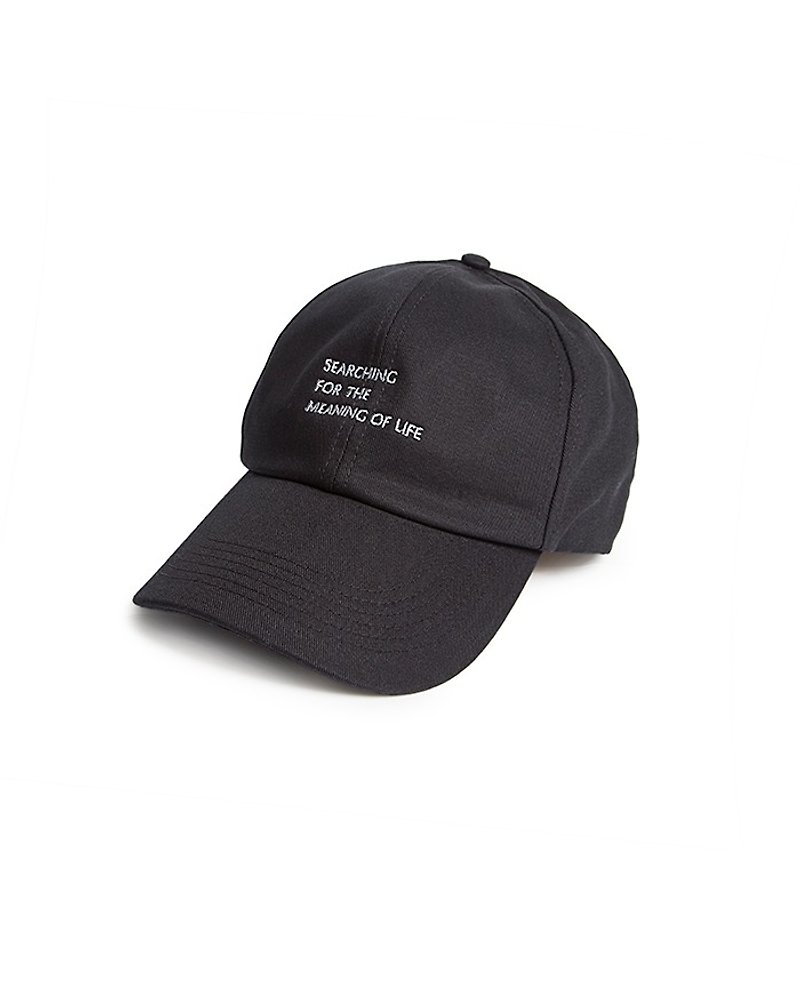 Recovery Find the meaning of life text ball cap (black) - หมวก - ผ้าฝ้าย/ผ้าลินิน สีดำ
