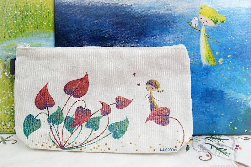 【Beloved.hk】Hand-painted cloth bags - Toiletry Bags & Pouches - Other Materials White