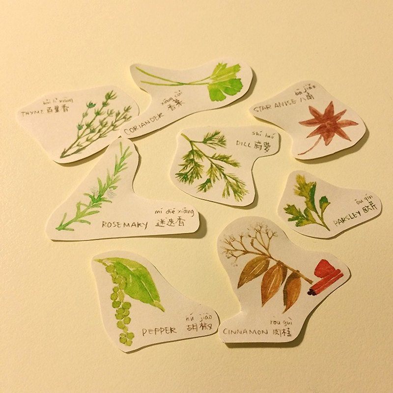 Spices illustrations stickers -Flavors - สติกเกอร์ - กระดาษ 