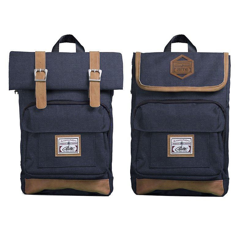 RITE twin package ║ flight bag x vintage bag (S) - Deep cowboy ║ - กระเป๋าแมสเซนเจอร์ - วัสดุกันนำ้ สีดำ