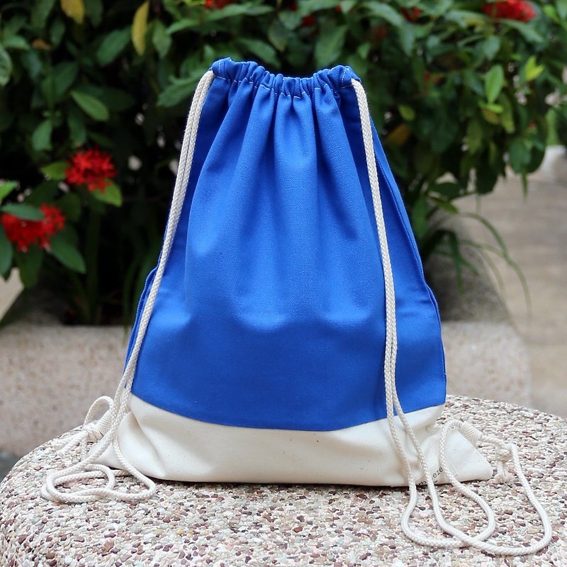 Silverbreeze~Bundle Back Backpack~Rainbow Series (Blue) (B13) - กระเป๋าหูรูด - ผ้าฝ้าย/ผ้าลินิน สีน้ำเงิน
