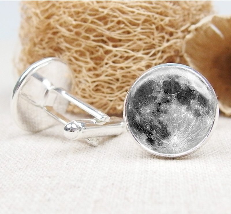 Moon-Cufflinks/Shirt Accessories/Birthday Gift【Special U Design】 - กระดุมข้อมือ - โลหะ สีเทา