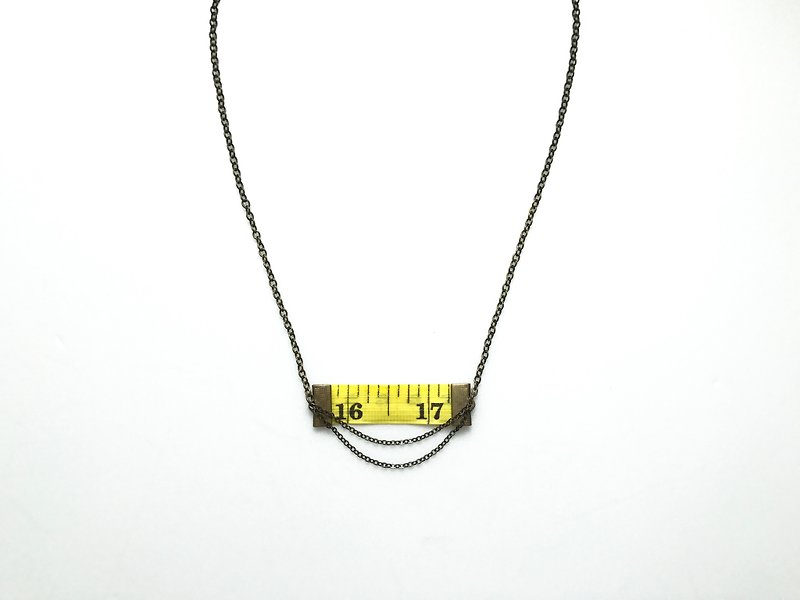 Inch Necklace| Tape measure Necklace | Yellow - สร้อยคอ - โลหะ สีเหลือง
