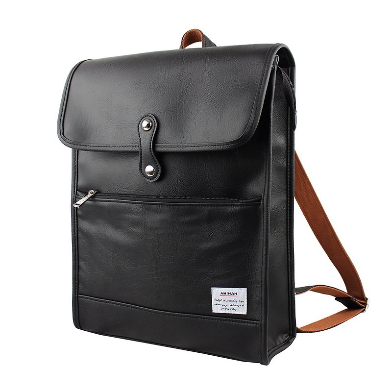 AMINAH-Black Unlimited Backpack【am-0290】 - Backpacks - Faux Leather Black