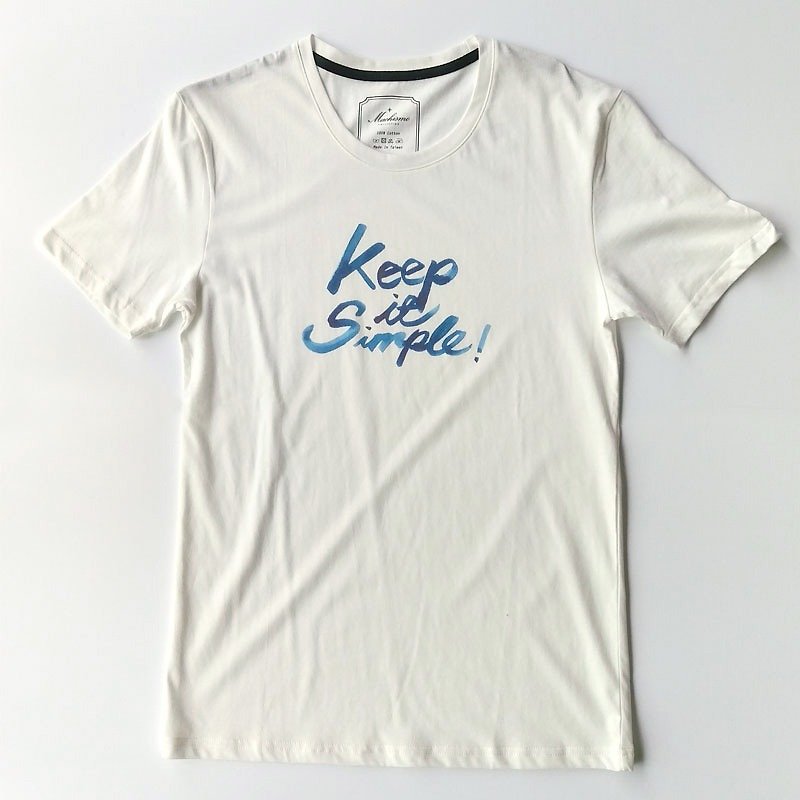 白いTシャツを描い英語の水彩画でsimple-風の言葉をキープ - Tシャツ メンズ - その他の素材 ホワイト