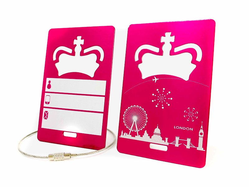 行李開瓶吊卡│桃紅│倫敦天際線│背面可寫上旅客資訊 - 行李牌 - 不鏽鋼 粉紅色
