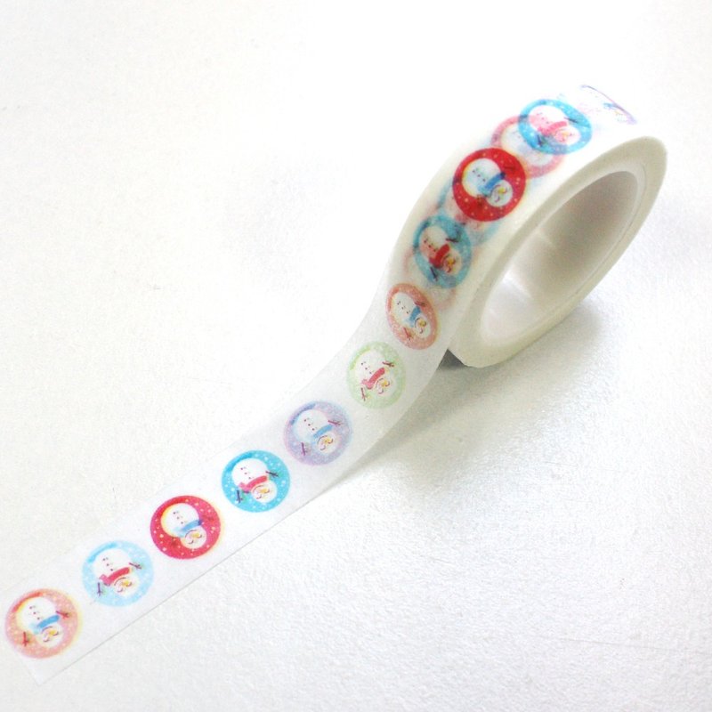 Christmas Limited X'MAS paper tape together snowman Snowman A06 - Washi Tape - Paper White