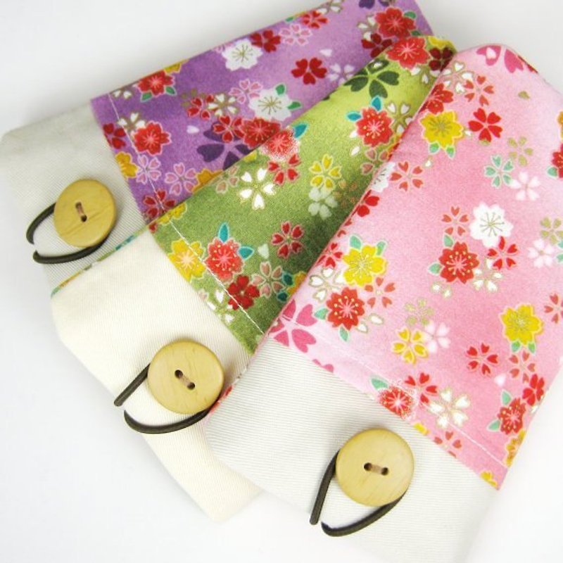 Customized phone bag, mobile phone bag, mobile phone protective cloth cover for iPhone Samsung-Sakura (3 colors) - เคส/ซองมือถือ - ผ้าฝ้าย/ผ้าลินิน สีม่วง
