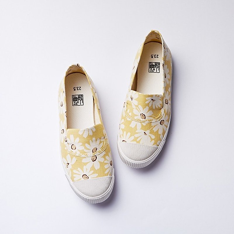 วัสดุอื่นๆ รองเท้าบัลเลต์ สีเหลือง - [hanamikoji shoes] Comfortable Casual Flat Shoes Japan Floral Flower Cotton