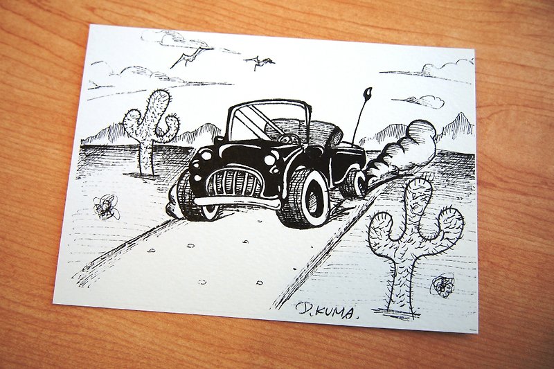 Coloring Postcard/Line Drawing Postcard - Dirt Bike - Cards & Postcards - Paper White