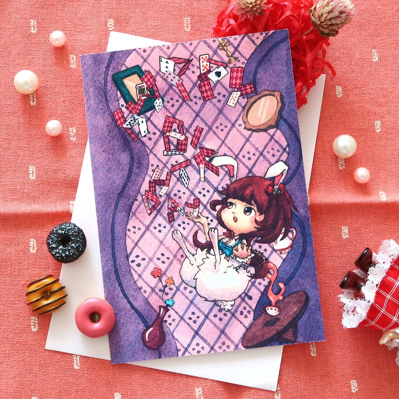 【Pin】Rabbit Hole of Alice in Wonderland│Print│Birthday card with envelope - การ์ด/โปสการ์ด - กระดาษ สีม่วง