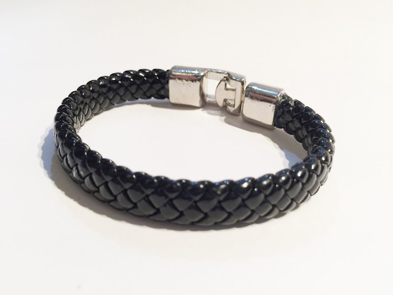 "Black leather rope // buckle style" - Bracelets - Genuine Leather Black