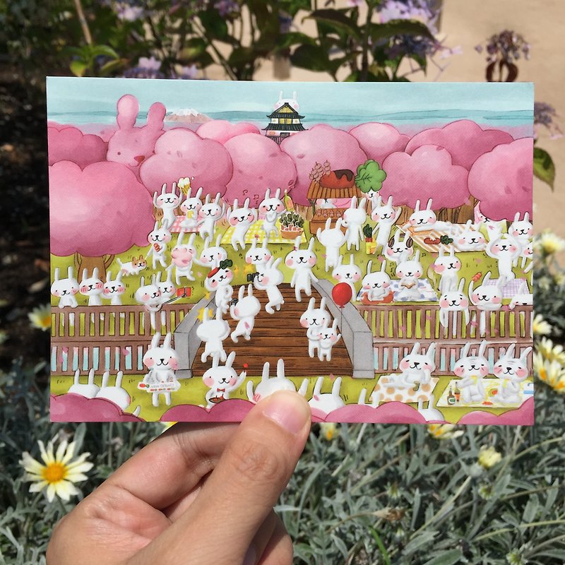 設計明信片 | 春天的兔子 - 心意卡/卡片 - 紙 紅色