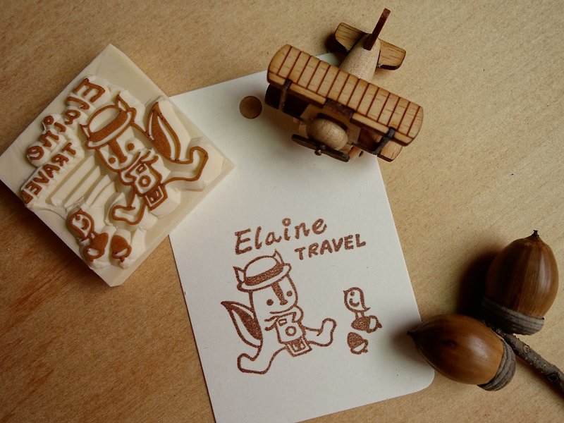 Let's travel _ rubber stamp (squirrel) - Other - Rubber Brown