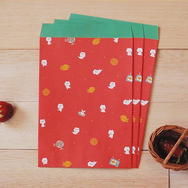 *Mori Shu* 包子貓禮物袋-(毛線紅9入) - 包裝材料 - 紙 紅色