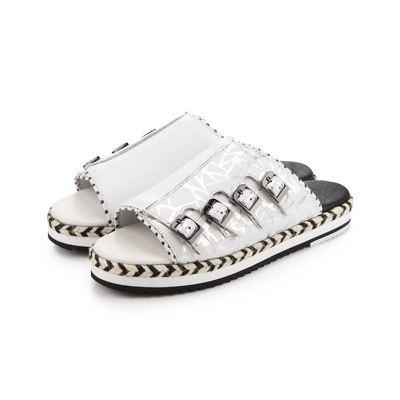 Leather Espadrilles sandals Metro M1152 White - รองเท้ารัดส้น - หนังแท้ ขาว