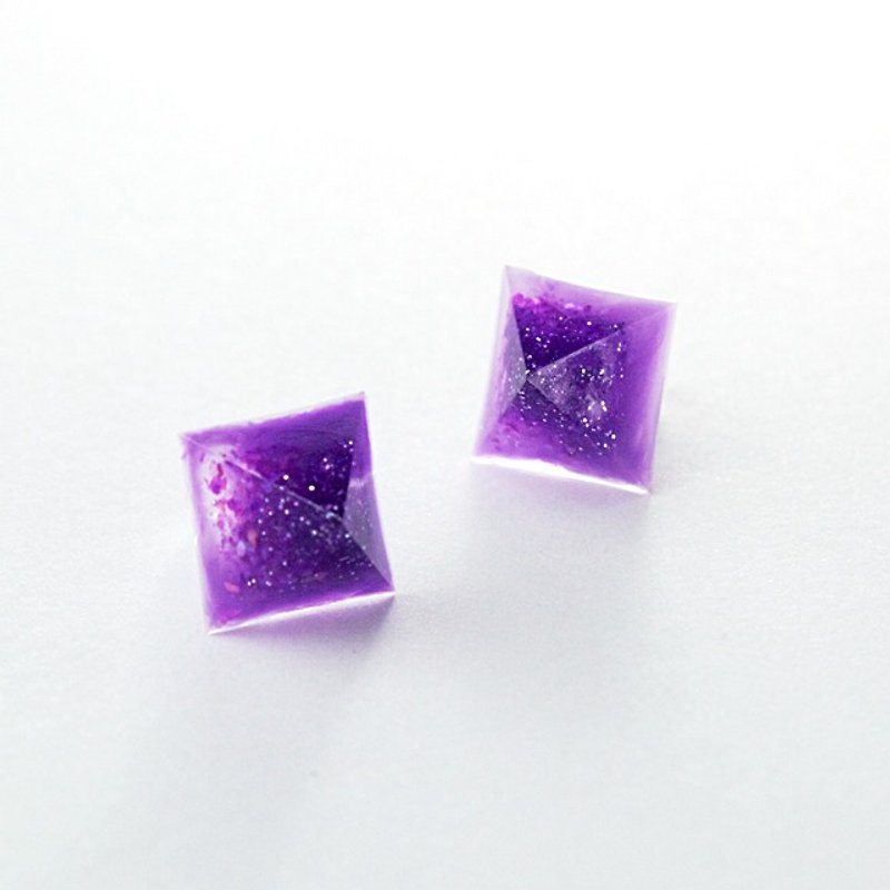 Pyramid earrings (blueberry) - Earrings & Clip-ons - Other Materials Purple