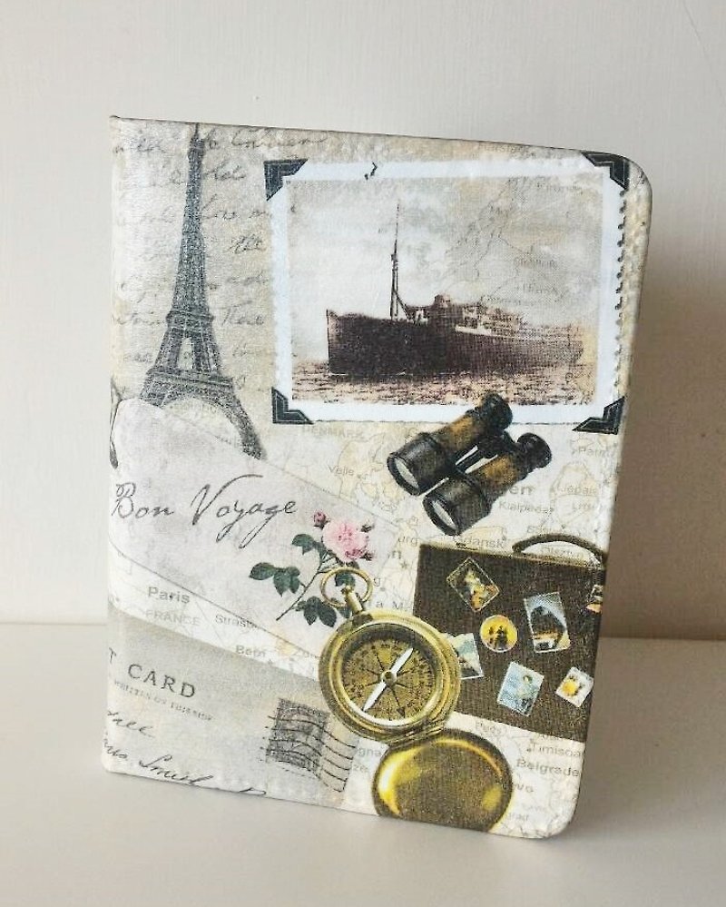 Handmade Gifts "Multifunctional passport bag" Vintage Paris / travel abroad to exchange Valentine's Day gift New Year - ที่เก็บพาสปอร์ต - กระดาษ 