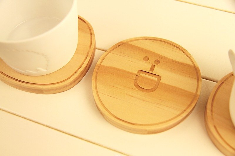 [ 符號人-表情系列原木杯墊 ] - 木工/竹藝/紙雕 - 木頭 咖啡色