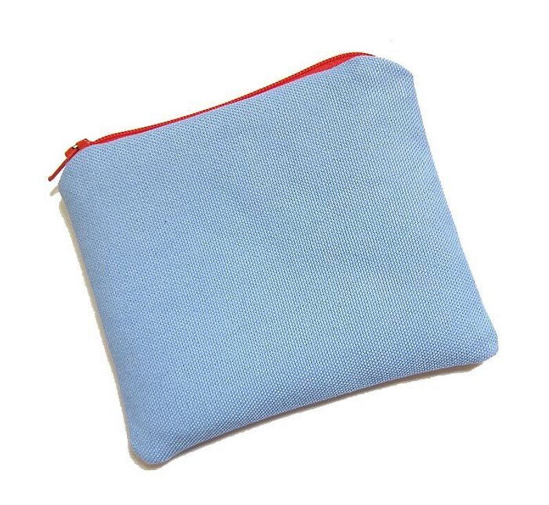 Zipper bag/coin purse/mobile phone case color canvas (sky blue) - Coin Purses - Other Materials 