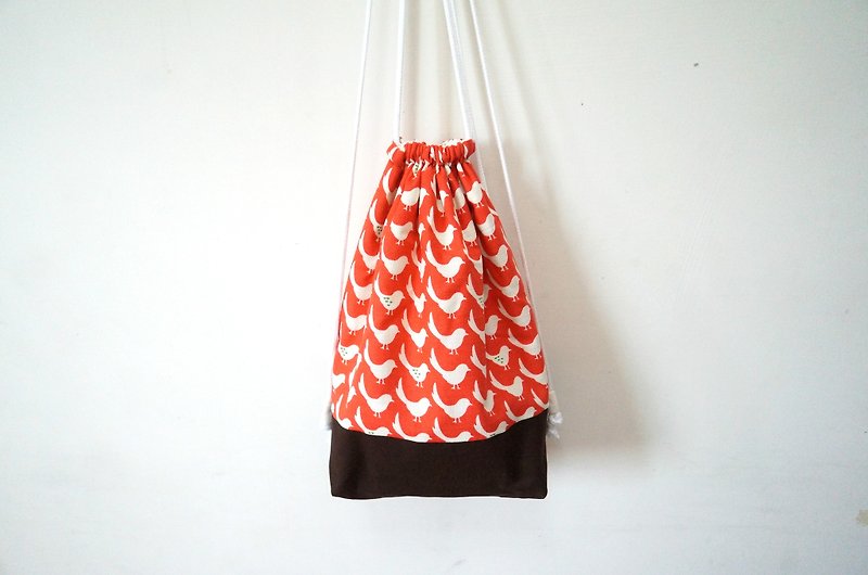 Orange bird meets coffee - Drawstring Bags - Other Materials Orange