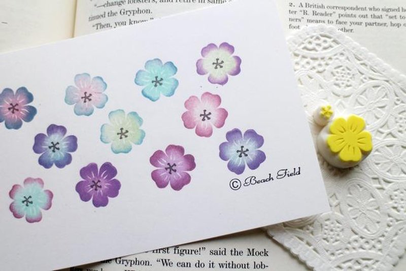 Nemophila with multicolor press eraser stamp postcard - ตราปั๊ม/สแตมป์/หมึก - ไม้ ขาว