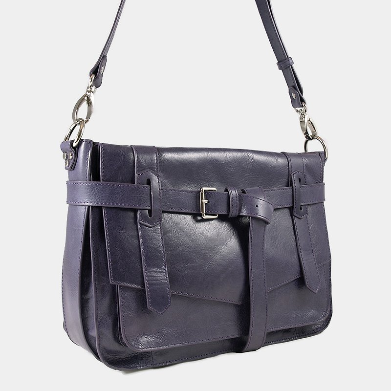 Influxx KAY Classic Leather Satchel / Leather Bag – Purple Reign - กระเป๋าแมสเซนเจอร์ - หนังแท้ สีม่วง