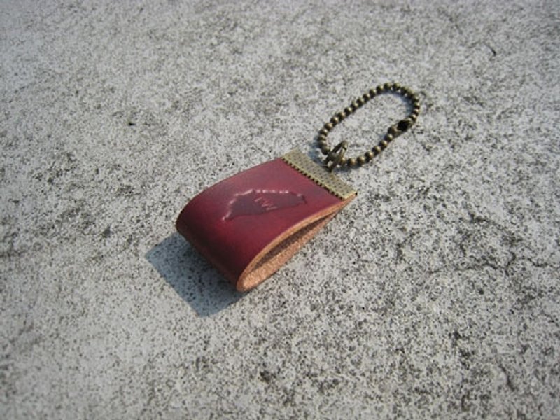 Gift / handmade leather charm _ small bead chain / custom brand C00_2 - พวงกุญแจ - หนังแท้ สีทอง