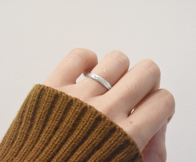 Simple happiness curve carve couple rings, s925 sterling silver