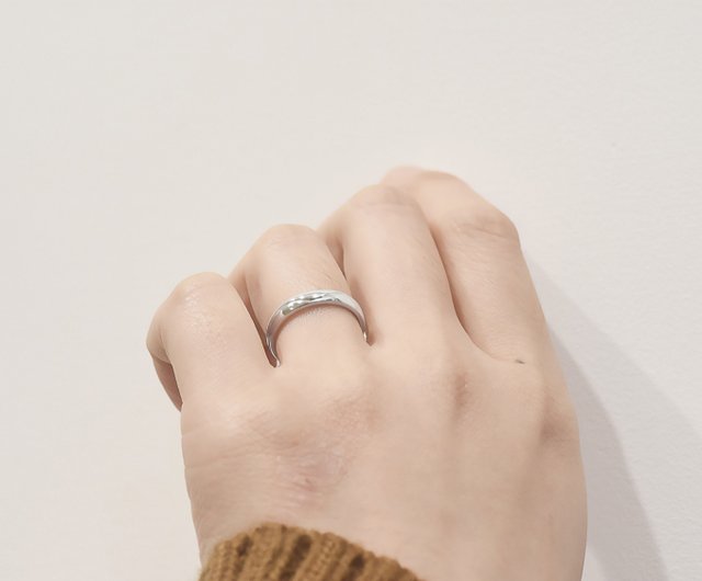 刻印】シンプルハッピーカーブ刻印 カップルリング スターリング
