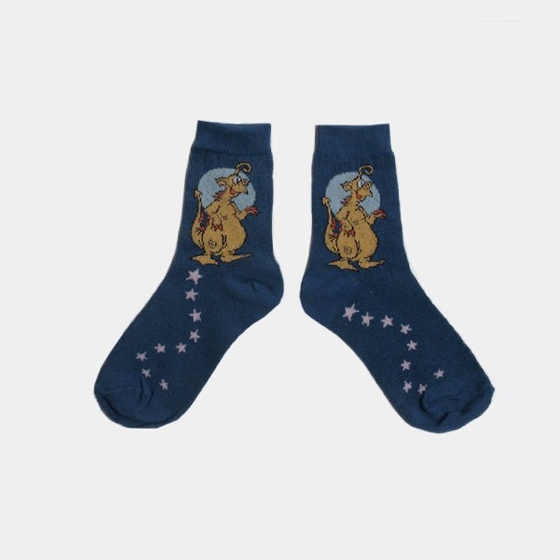 │moderato│怪獸公司出產大肚恐龍造型復古中襪短襪/禮物.無厘頭女孩 - 襪子 - 其他材質 藍色