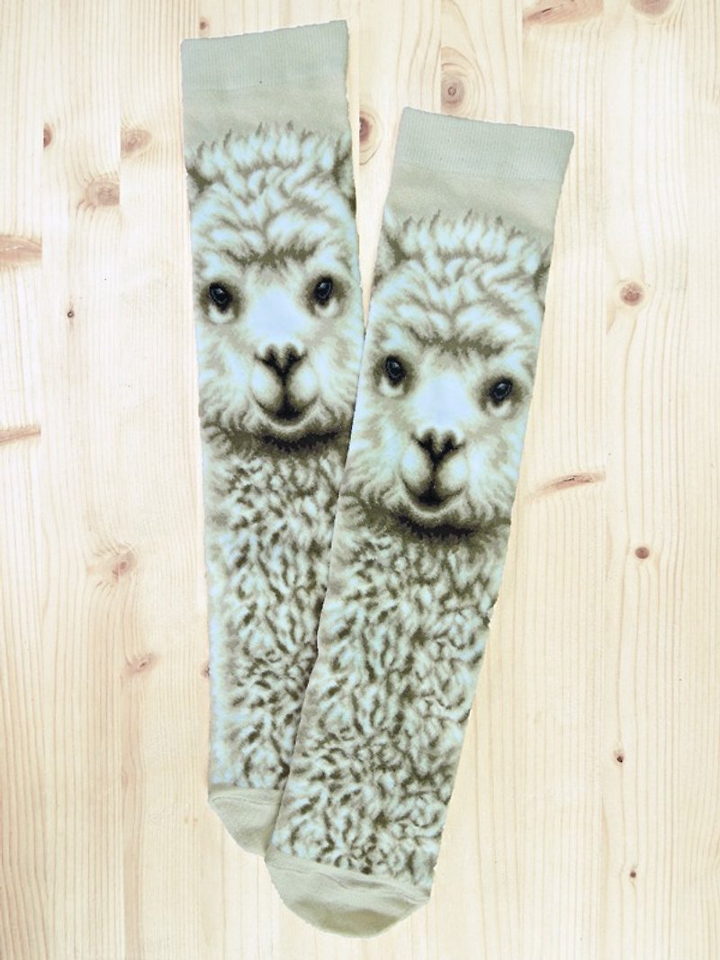 JHJ Design Canadian Brand High Color Knitted Cotton Socks Animal Series-Grass Mud Horse Socks (Knitted Cotton Socks) Cute Alpaca - ถุงเท้า - วัสดุอื่นๆ 