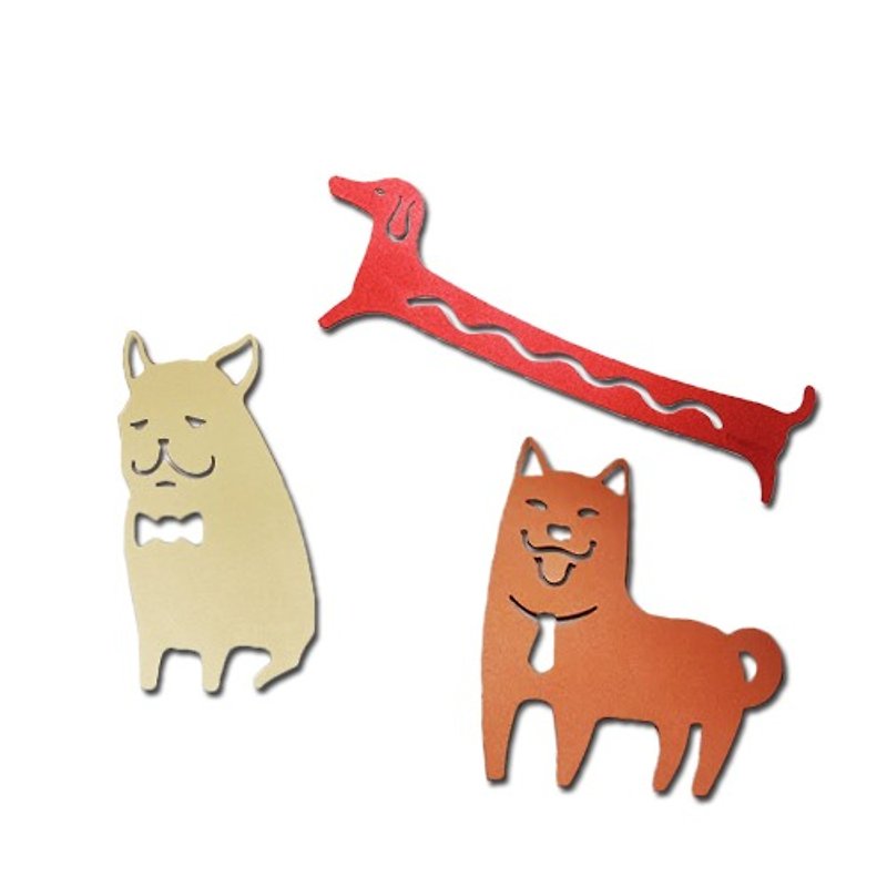 [Desk + 1] joy into the group of three dogs bookmark B- - Bookmarks - Other Metals Multicolor